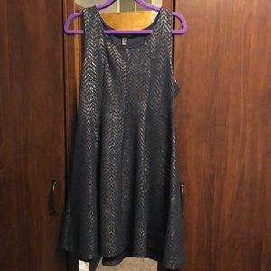 Blue dress with gold and silver glitter detail